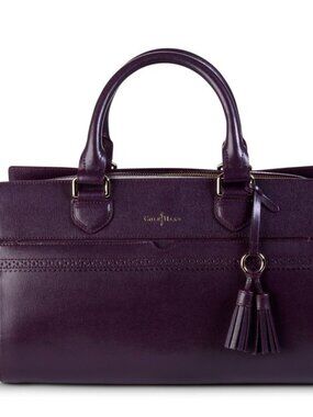 Cole Haan Nightshade Purple Saffiano Leather Gladstone Satchel